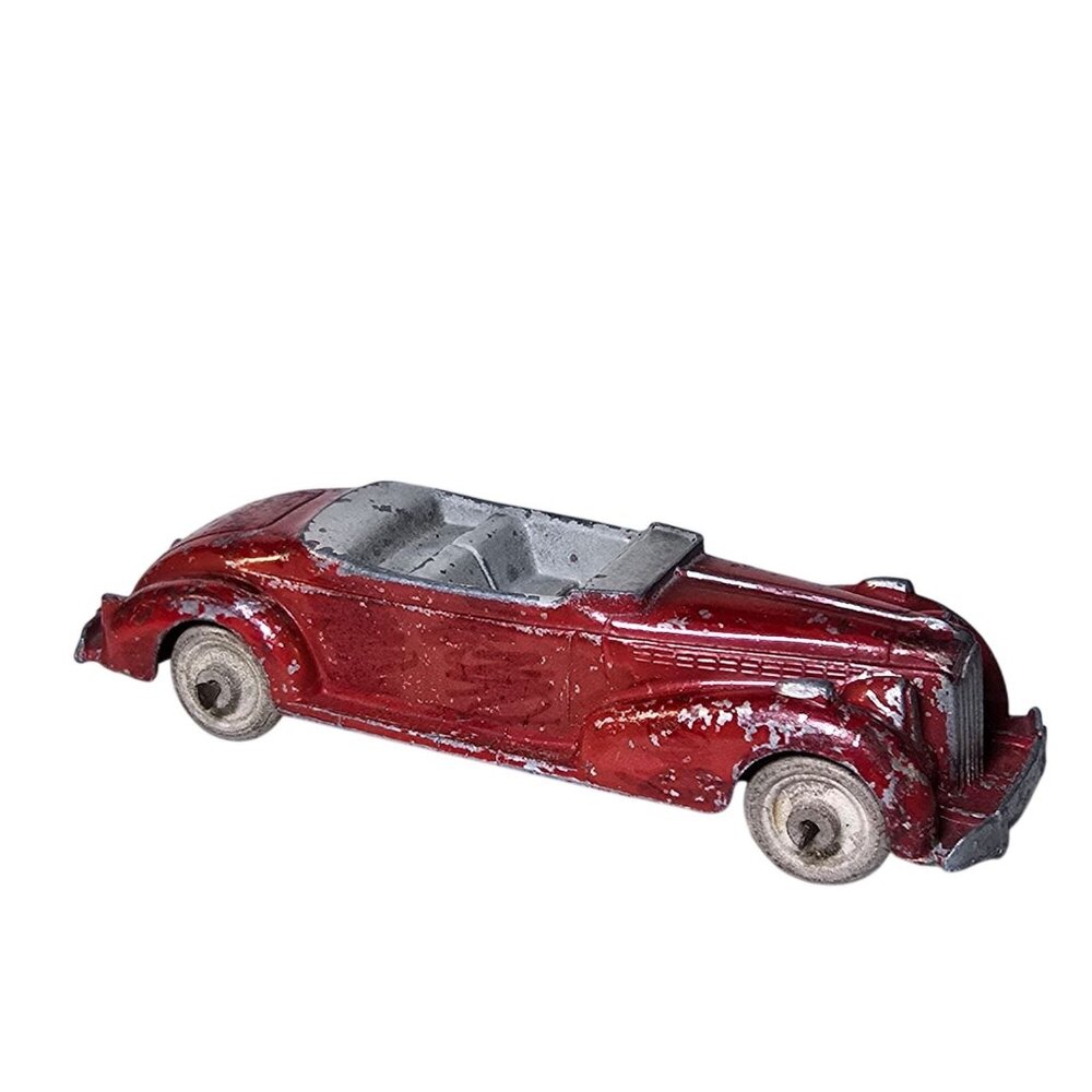 Vintage Hubley Kiddie Toy Die Cast Packard Covertible Red Car 1940s Litho Metal